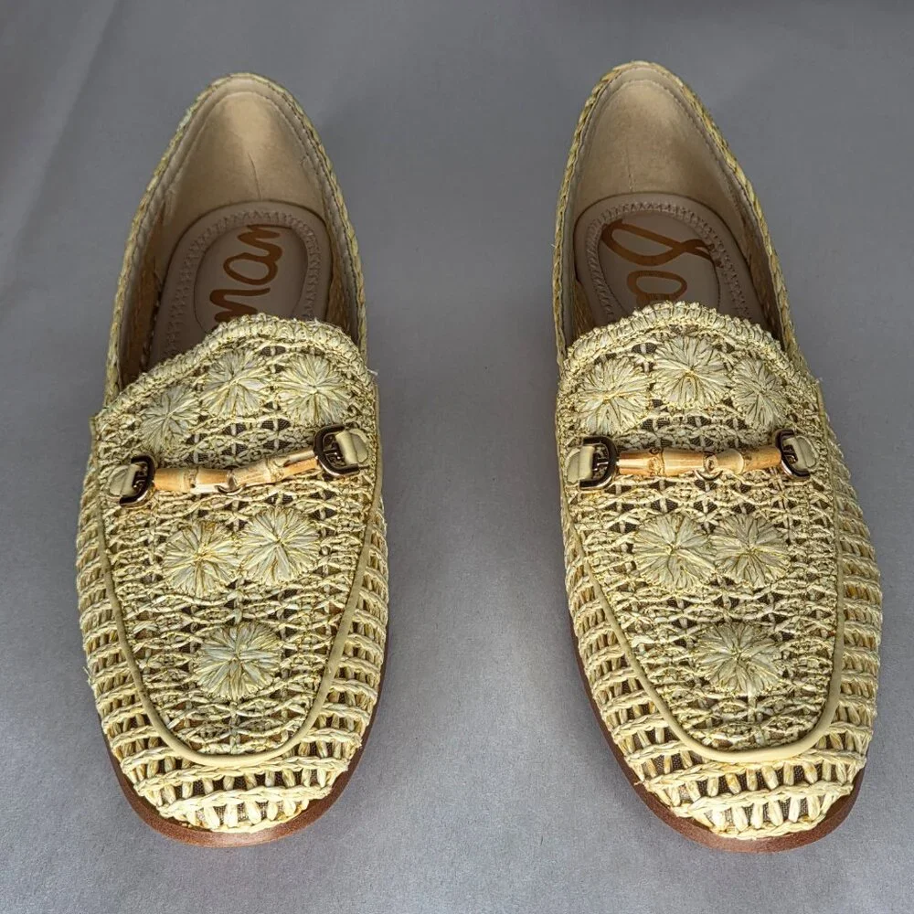 Sam Edelman Women's Lowell Natural Raffia Loafers Flats Size 9 - Picture 3 of 8
